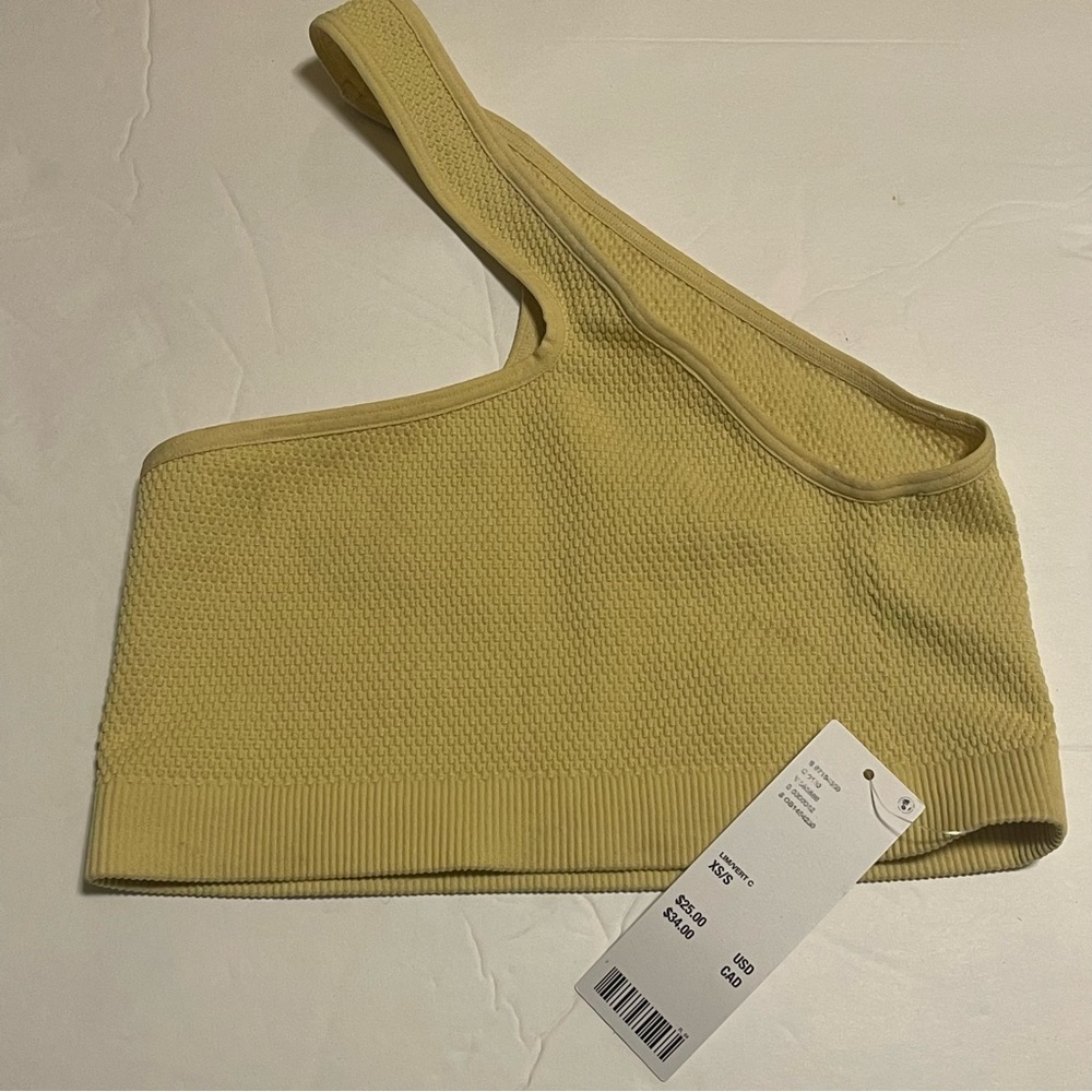 Urban Outfitters Top Yellow XS One Shoulder Pilates Princess Yoga Gym NWT - Picture 3 of 9